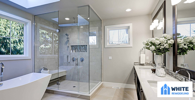 Stylish bathroom with contemporary fixtures and design