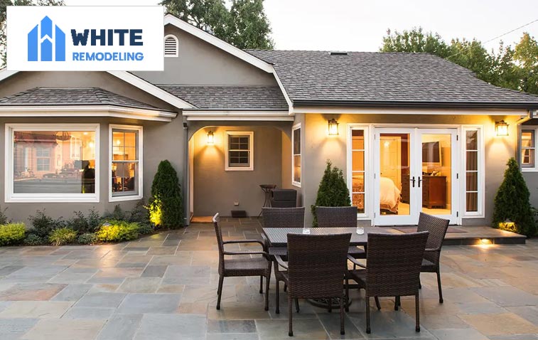 Improved house exterior with front seating area - home improvement projects with ROI