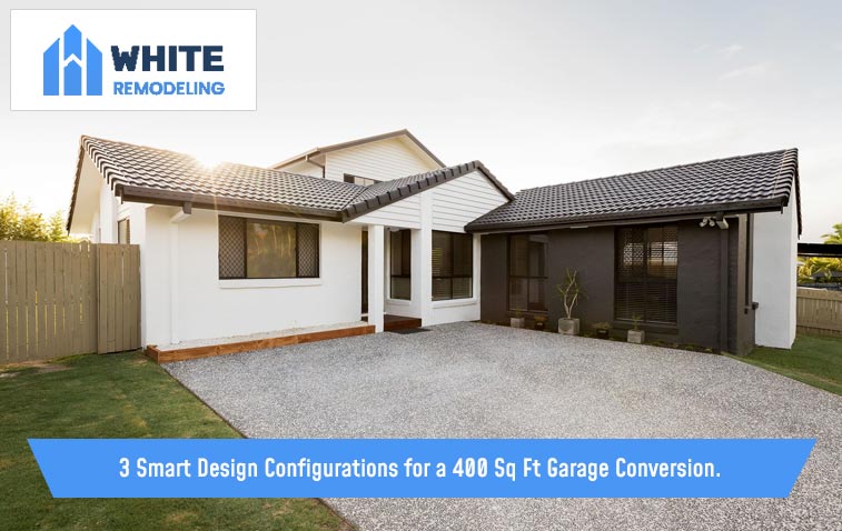 Exterior view of a stylish converted garage